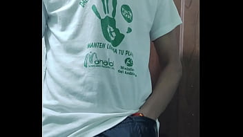 Young guy takes out his cock and masturbate it richly