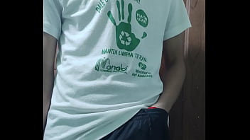 Young guy takes out his cock and masturbate it richly