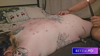 Revealme curvy babe massage hot wax back and tit drip fetish