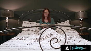 Spooked babes hang with milf for night