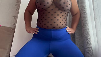 Horny stepsister works out in sexy bodysuit and leggings