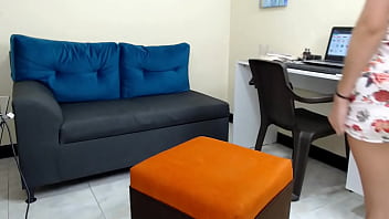 Secretary masturbates in the office when left alone