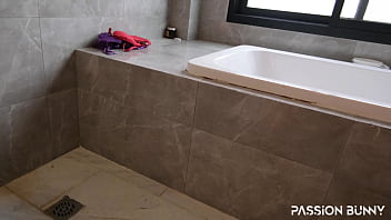 Risky cheating sex in bathroom with petite hottie