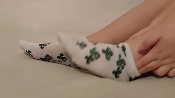 Showing off new cute socks Showing off new cute socks