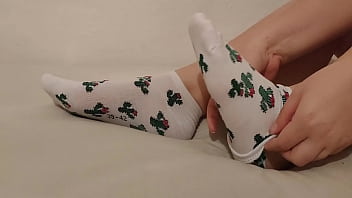 Showing off new cute socks Showing off new cute socks