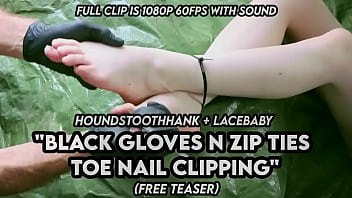 Black Gloves N Zip Ties Toe Nail Clipping thumbnail