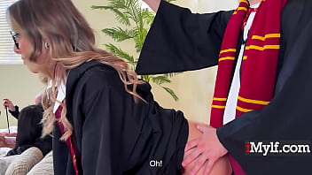 Milf hermoine fucks pervy harry potter at a costume party