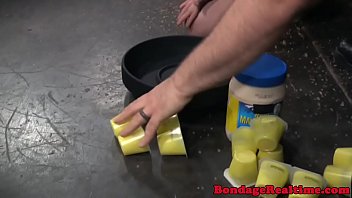 Humiliated redhead slave training on knees