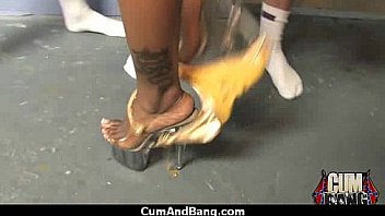 Ebony fucked by a group of white dicks in gangbang 27