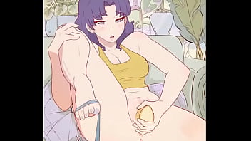 Мисато дрочит игрушками