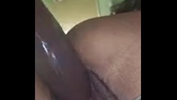 Ebony babe play with pussy with big dildo