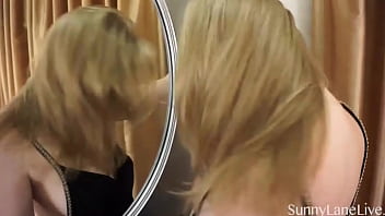 Busty sunny lane posing & fingering her wet clit & shaved pussy lips