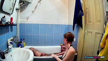 My skinny maid sucks my cock in the bathroom and gets fucked excellent service