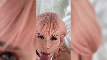 Cute beauty with gag in collar & handcuffs hard fucked in mouth and pussy pov