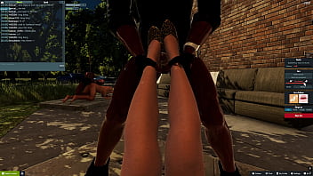 Doing foreplay footjob in midnight