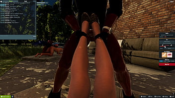 Doing foreplay footjob in midnight