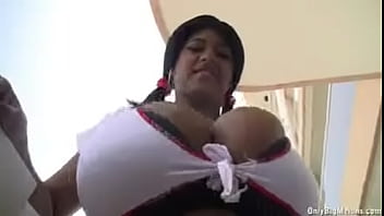Ebony shows her massive tits