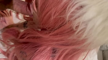 Straight jacket babe with pink hair