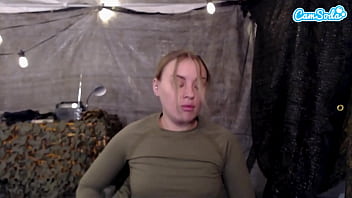 Naughty big booty solider moans and pleasures herself on cam