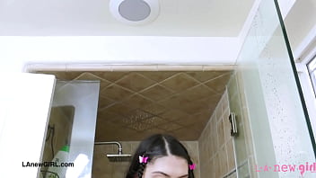 Elegant brunette beauty enjoys a sensual bath