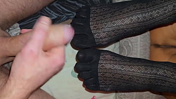 Stepmom fucks in socks with five fingers