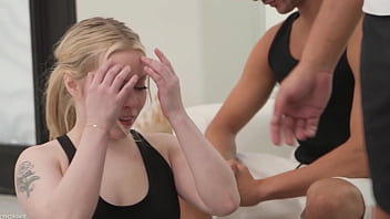 Flexible teen haley spades deepthroats and stretches her pussy in threesome