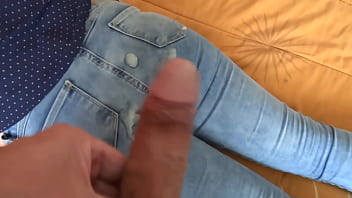 I finish masturbating and raise my jeans so my stepson can cum in my ass