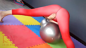 Hot yoga in red leggins