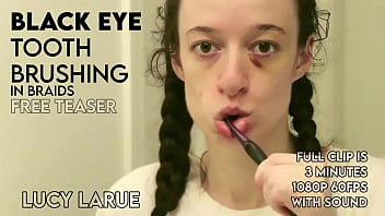 Black eye tooth brushing in braids