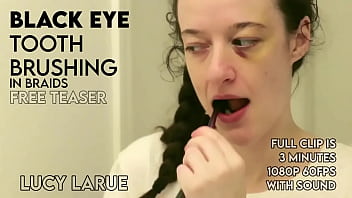 Black eye tooth brushing in braids