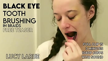 Black eye tooth brushing in braids