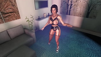 Busty tanned lara croft in provocative lingerie can do more than rob a tombs