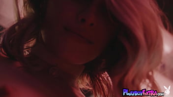 Glamorous blondie slips out of her dress and posing naked