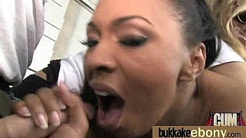 Ebony in a huge bukkake 10