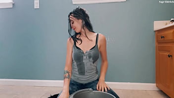 Sage eldritch flipping her wet hair in wet clothes