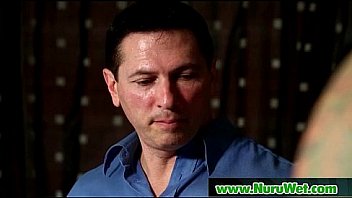 Nuru slippery gel on sexy horny client and relaxing massage 22