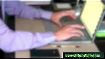 Hot asian masseuse gives pleasure with her tits in nuru massage 24