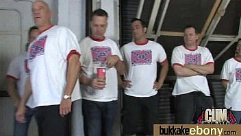 Hot ebony chick in interracial gangbang 5