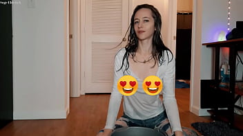 Sage eldritch soaking her wet hair & shirt