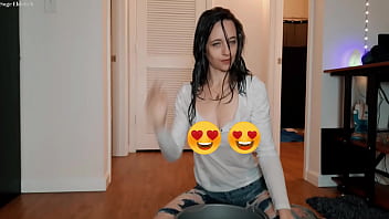 Sage eldritch soaking her wet hair & shirt