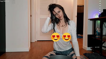 Sage eldritch soaking her wet hair & shirt