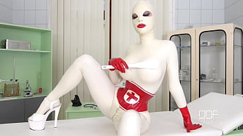 Latex sex goddess's self spanking and masturbation solo