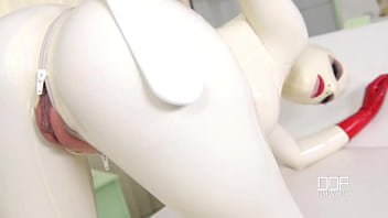 Latex sex goddess's self spanking and masturbation solo