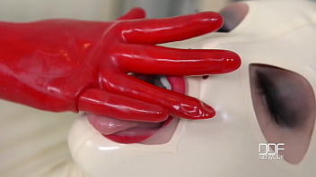 Latex sex goddess's self spanking and masturbation solo