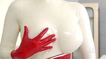 Latex sex goddess's self spanking and masturbation solo