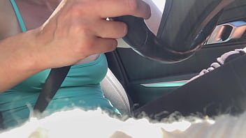 European stepmom artemisia love showing her juicy boobs outside driving around