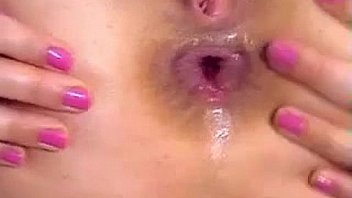 Sweet skinny slut toys with her ass