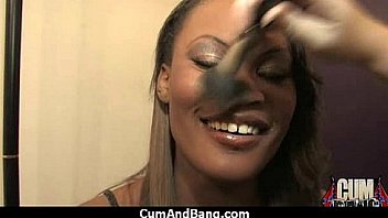 Interracial black slut hardcore group facial 15