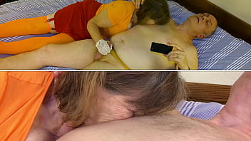 Old mature scooby doo velma cosplay cock sucking big black dildo up his ass and lots of cum in velma’s mouth