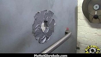 I sneak black bj as i fuck husband thrue gloryhole 16